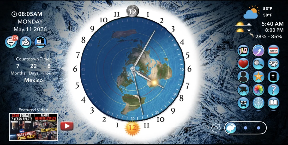 FE Sun, Moon & Zodiac Clock App β AE map with real-time sun and moon tracking
